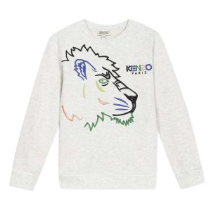Kenzo Kids SS20 Disco Jungle Lion Sweatshirt Light Grey