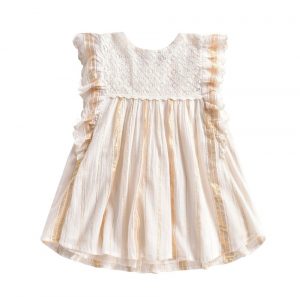 Louise Misha SS20 Lyka Dress White & Gold Stripes