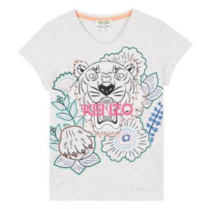 Kenzo Kids SS20 Disco Jungle T-Shirt Tiger Face Light Grey