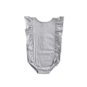 Louise Misha SS20 Organic Baby Ashna Bodysuit Light Grey