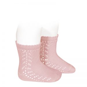 Condor Side Openwork Baby Short Socks Pale Pink