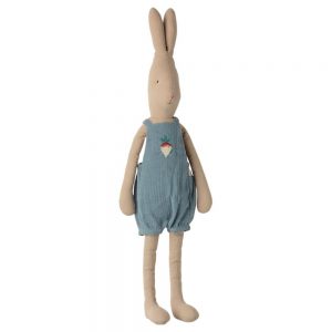 Maileg Bunny Size 4 in Overalls Sea Blue