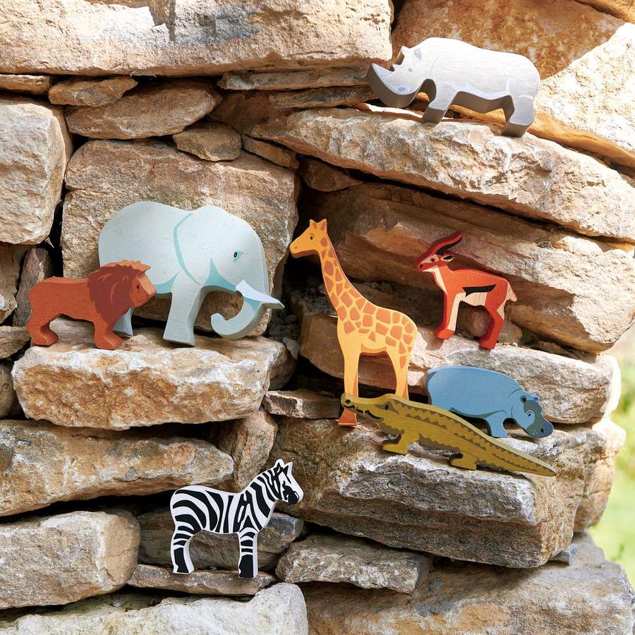 wooden safari animal toys
