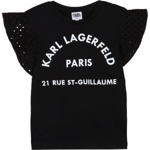 Karl Lagerfeld Kids SS20 Flutter Short Sleeve Logo T-Shirt Black