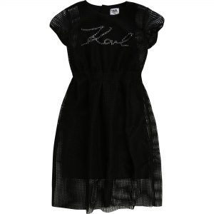 Karl Lagerfeld Kids SS20 Short Sleeve Perforated Dress Black