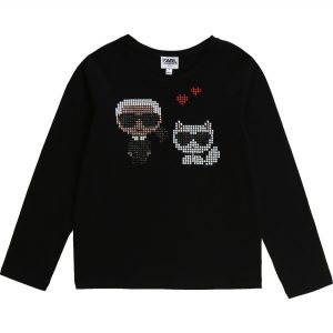 Karl Lagerfeld Kids SS20 Long Sleeve T-Shirt Karl & Choupette Black