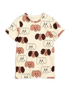 Mini Rodini SS21 Fluffy Dog Short Sleeve T-Shirt Beige