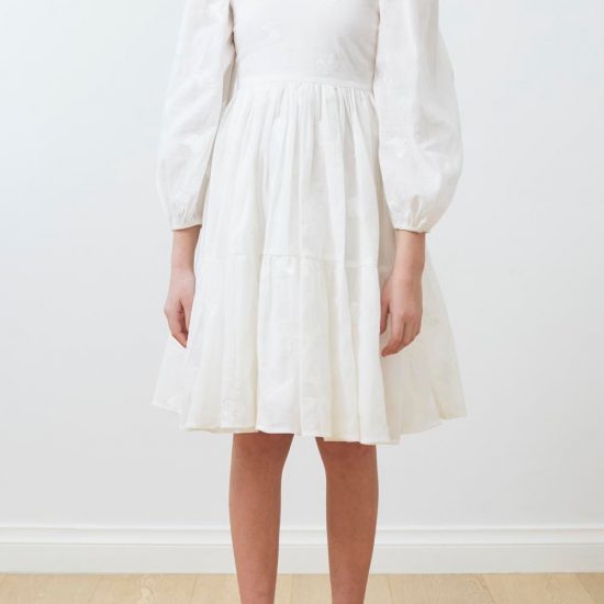 Petite Amalie SS21 Embroidered Butterfly Dress White - Leo & Bella