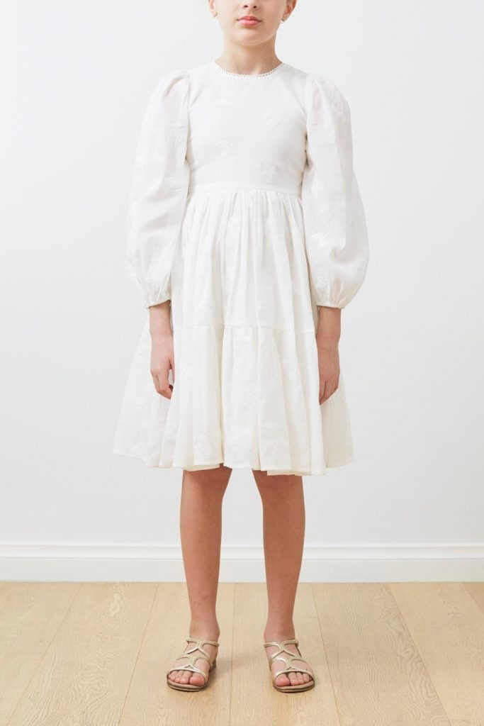 Petite Amalie SS21 Embroidered Butterfly Dress White - Leo & Bella