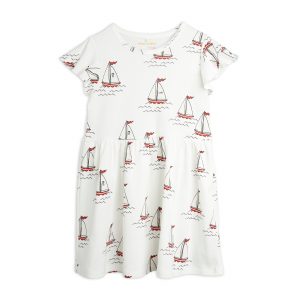 Mini Rodini AW21 Sailing Boats Wing Dress White