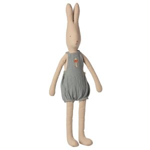 Maileg Rabbit Size 5 in Overalls Dusty Blue