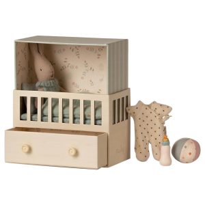 Maileg Baby Room With Micro Rabbit Blue