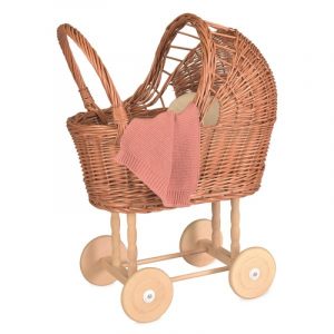 Egmont Wicker Pram with Knitted Blanket