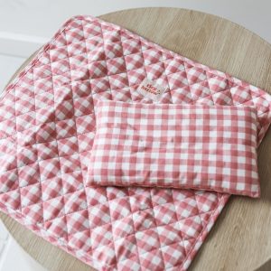 Tiny Harlow Doll's Bedding Gingham Pink