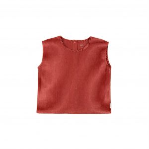 Olive + The Captain SS21 Broome Stripe Boxy Singlet Top Burgundy