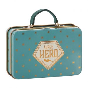 Maileg Metal Suitcase Superhero Blue Gold Star