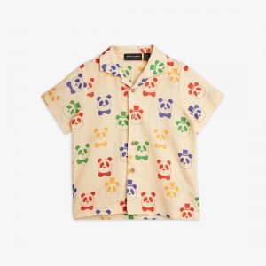 Mini Rodini SS22 Panda Woven Linen Shirt Natural