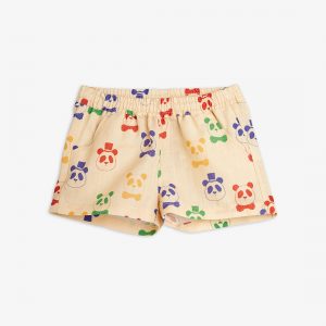 Mini Rodini SS22 Panda Woven Linen Shorts Natural