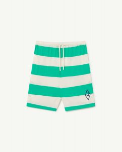 The Animal Observatory SS22 Kids Mole Baggy Shorts Green Stripes