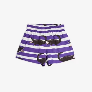 Mini Rodini SS22 Crocodile Stripe Shorts Purple