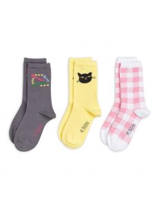 Mini Rodini AW22 Past Present Future Socks 3PK Black/Yellow/Pink