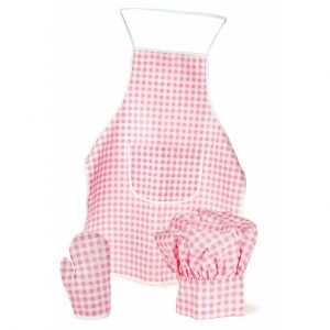 Egmont Apron Glove & Hat Set Pink Gingham