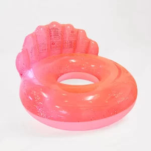 SUNNYLiFE Luxe Pool Ring Inflatable Shell Neon Coral