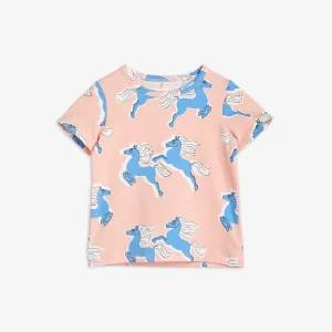 Mini Rodini AW22 Short Sleeve T-Shirt Horses Pink