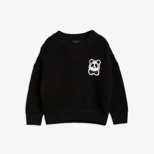 Mini Rodini SS23 Knitted Sweater Panda Black