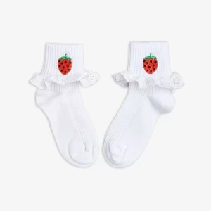 Mini Rodini SS23 Strawberries Lace Socks White