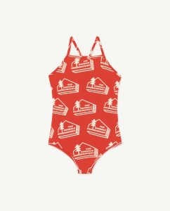 The Animal Observatory SS23 Kids Trout One Piece Swimsuit Red