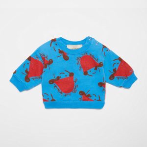 Weekend House Kids AW22 Baby Turtle Hat Sweatshirt Blue