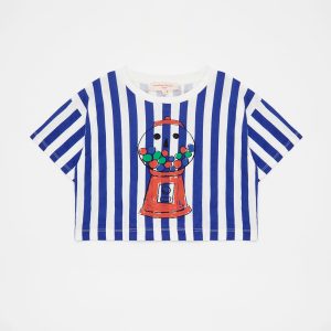 Weekend House Kids SS23 Gum Stripes Crop T-Shirt Blue