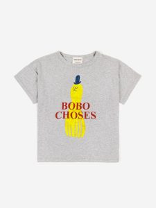 Bobo Choses SS23 Kids T-Shirt Yellow Squid Grey