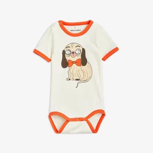 Mini Rodini SS23 Mini Babies Short Sleeve Bodysuit White / Red Trim