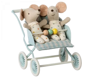 Maileg Stroller Twin Baby Mint