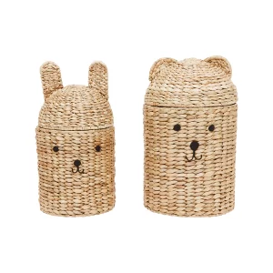 OYOY Bear & Rabbit Storage Seagrass Basket Set