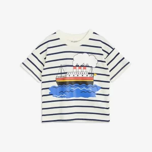 Mini Rodini AW23 Ferry Stripe Short Sleeve T-Shirt White