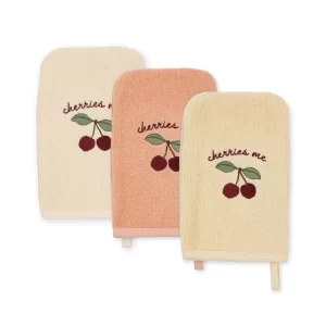 Konges Sløjd Washcloth Embroidery Bib 3PK Cherry