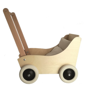 Egmont Wooden Cart Pram With Natural Fabric