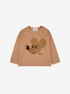 Bobo Choses AW23 Baby T-Shirt LS Mouse Light Brown