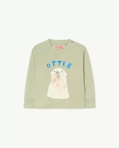 The Animal Observatory AW23 Baby Dog Long Sleeve T-Shirt Otter Soft Green