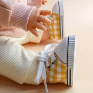 Tiny Harlow Doll Tootsies Casual Gingham Sneakers Mustard