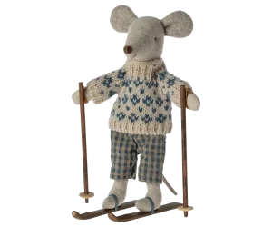 Maileg Winter Mouse with Skis Dad