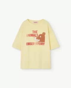 The Animal Observatory SS24 Kids Rooster Oversize T-Shirt Vintage Brown Bear Soft Yellow