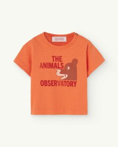 The Animal Observatory SS24 Baby Rooster T-Shirt Vintage Brown Bear Orange