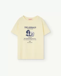 The Animal Observatory SS24 Kids Rooster T-Shirt Vintage French Puppies Soft Yellow