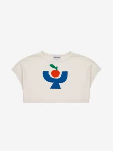 Bobo Choses SS24 Kids T-Shirt Cropped SS Tomato Plate Off-White