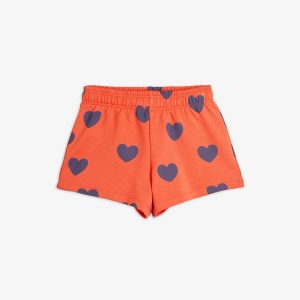 Mini Rodini Pre-AW24 Sweatshorts Hearts AOP Red