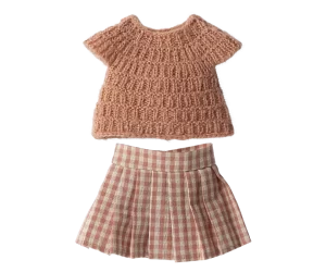Maileg Clothes Size 3 Knitted Shirt & Skirt